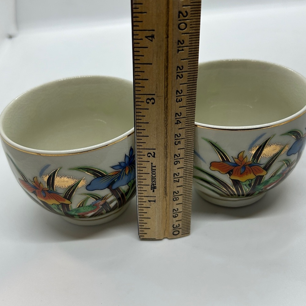 Set Of 2 Sake Cups Floral Japanese Shot Glass - Picture 12 of 12